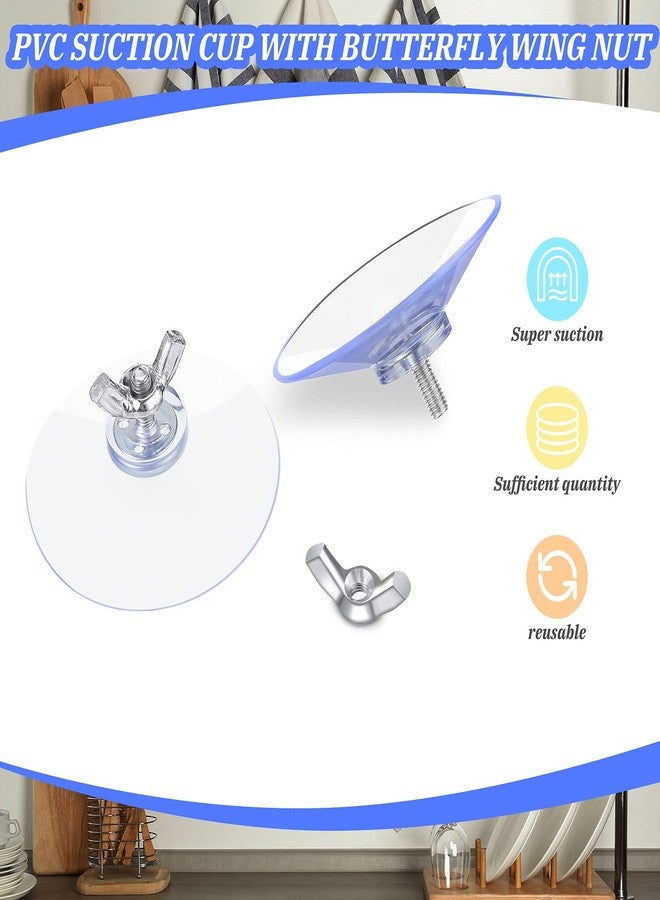 Quzzil Suction Cups with Screws 4 mm Thread Transparent PVC Suction Cup with Screw Hook 2 Inch Diameter Butterfly Wing Nut Clear Sucker Suction Cup with Cap for Kitchens Offices Bathroom (12 Sets) - Image 3